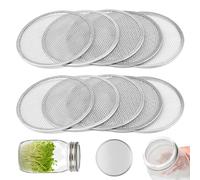 10 pcs Mason Jar Screen Strainer Lids for Sprouting, 304 Stainless Steel Sprouting Lids for 86mm Wide Mouth Mason Jar, Regular Mouth Mesh Bean Sprout Sieve Lid for Bean,Alfalfa, Broccoli,Seeds,Sprouts