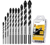 10-PCS Masonry Drill Bit Set & Concrete Drill Bit Set, Professional Drill Bit Set for Glass/Brick/Plastic/Cement/Wood/Tile/Etc, Industrial Strength Carbide Drill Bit Tip, 1/8"-1/2" by TITGGI