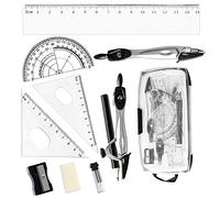 10 Pcs Maths Set, Geometry Set Include Compass Protractor Ruler for School