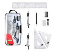 10 PCS Maths Set,Maths Sets For Secondary School, Includes Compasses, Lead, Rubber, Sharpener, Protractor, Triangles, Ruler and Carrying Box, Protractor And Compass Set for Students Maths and Home