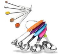10 Pcs Measuring Spoons Set, Includes 5 Stainless Steel Spoons with Silicone Handles and 5 Mini Measuring Spoons, Stackable Kitchen Gadgets for Cooking & Baking