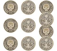 10 Pcs Memento Mori Coin - Prefdo 1.5'' Metal Stoic Reminder Tokens EDC Challenge Stoic for Meditation, Motivation & Gifts - Memento Vivere Skull, Antique Finish, Bronze, 3.81 cm, Antique