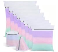 10 PCS Mesh Laundry Bags with Zips, Large Fine Laundry Bag for Washing Machine Reusable Bra Washing Bags for Laundry Wash Bags for Clothes, Socks, Underwear, Bra, Shirts, Coats, Pants (White)
