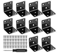 10 Pcs Metal Corner Brackets for Wood, L Bracketss, Right Angle Brackets for Wood, Heavy Duty 90 Degree L Shape Corner Braces for Woods Fixing Fence Furniture Timber Sleeper Bracket(40x40mm, Black)