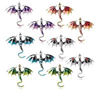 10 Pcs Metal Dragon Charms, Retro Flying Dragon Brooches for Men and Women, Alloy Crystal Enamel Pins with Vintage Details, Unisex Fashion Accessories for Jackets, Coats, Bags and Hats