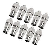10 PCS Metal TV Aerial Coaxial Plug, KUOQIY 5 Male & 5 Female TV Aerial Coaxial Cable Connector Adaptor for RF Cable, TV Aerial Coaxial Adaptor, Nickel-Plated