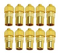 10 PCS Metal TV Aerial Coaxial Plug, KUOQIY 5 Male & 5 Female TV Aerial Coaxial Cable Connector Adaptor for RF Cable, TV Aerial Coaxial Adaptor, Gold-Plated