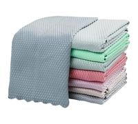10 Pcs Microfiber Fish Scale Kitchen Cloths - Lint-Free For Dishwashing, Table/Glass Wiping & Polishing(25x25cm Mixed Color)