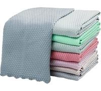 10 Pcs Microfiber Fish Scale Kitchen Cloths - Lint-Free For Dishwashing, Table/Glass Wiping & Polishing(30x40cm Mixed Color)