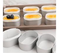 10 Pcs Mini Aluminum Oval Cake Molds 2.4 x 1.6 ich for Half-Cooked Cheesecake and Bread Baking, Egg Shape Dessert Rings, Silver