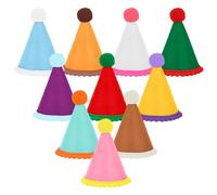 10 Pcs Mini Birthday Party Hats Multicolor Lovely Crimping Cone Hats for Animals Stuffed Pets Birthday Holiday Accessories Decoration Supplies