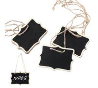 10 Pcs Mini Chalkboard Signs Chalkboard Tags with String 3.15x1.97 in Hanging Chalk Board Reusable Small Sign Erasable, Double-Sided Black Labels for Party Buffet, Message Board Signs, Price Tags