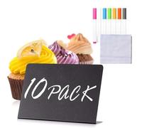 10 pcs Mini Chalkboard Signs, Small Black Chalkboard Signs for Labeling with Seven-Color Pen, Food Labels for Menu Board Party, Display Food Pricetags Message Board