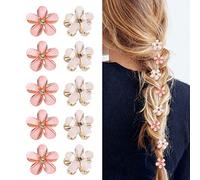 10 Pcs Mini Diamond Hair Claw Clips,Small Hair Clips Flower Hairpins Hair Accessories for Women,Girls,Sweet Mini Barrettes Hair Styling Accessories for Photograph,Daily,Party,Wedding (White & Pink)