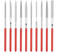 10 Pcs Mini Diamond Needle File Set - Precision Modelling Files for Jewellers - Round, Flat & Triangular Tools for Metal, Resin, Plastic & Miniatures - 2 x 100mm