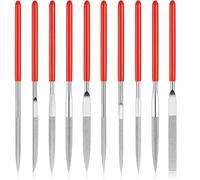 10 Pcs Mini Diamond Needle Files Set - Precision Mini Modelling File Tool Kit - Round, Flat & Triangular Diamond Files - Ideal for Jewelers, Metal, Resin, Plastic & Miniatures (2 x 100mm)