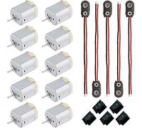 10 Pcs Mini Electric Motor 130 Micro DC Motor 1.5-6V 10000RPM Rectangular Motors 5 Boat Switches and 5pcs 9V Battery Connector for DIY Toys Science Projects