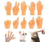10 Pcs Mini Finger Hands, Miniature Little Hands Finger Puppets, Funny Finger Hand for Joke Toys, Finger Props Rock-Paper-Scissors Toys for Cat Dog Pets Playtime, Human-pet Interaction