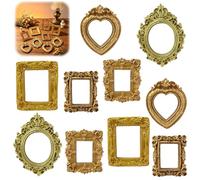 10 Pcs Mini Gold Frames, Mini Frames For Crafts, Minii Photo Fram-es, Vintage Minii Picture Fram-es, NlsqUK Small Picture Frame Oval Rectangle, for Diy Jewelry Christmas Holiday Party Hotel Decor