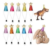 10 Pcs Mini Party Hats for Stuffed Animal, Dinosaur Tiny Hats for Crafts Tiny Cone Birthday Party Hat with Shining Star Colorful Glitter Cone Birthday Parties Hat for Doll Parties Decor Accessories