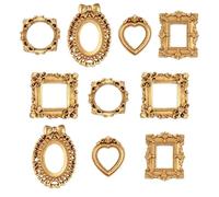 10 PCS Mini Picture Frames, 1x1 Inch Small Antique Resin Frames Vintage Oval Rectangle Wall Hanging Tabletop Display DIY Jewelry Christmas Holiday Party Hotel Decor
