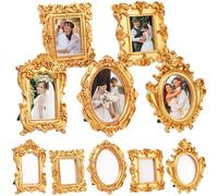 10 Pcs Mini Picture Frames Vintage Tiny Frames Antique Photo Frames Table Top Display Frame Photography Photo Baroque Ornate Resin Frame for Home Wedding Christmas Holiday Decor