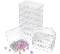 10 Pcs Mini Plastic Storage Containers Box with Lid, 2.9x2x0.78 Inches Clear Rectangle Box Bead Organizer Board Game Storage for Collecting Small Items Beads Playing cards, Business Cards, Crafts