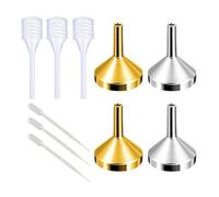 10 PCS Mini Small Neck Funnels Set, Aluminum Metal Micro Funnels with Plastic & Spring Dropper Pipettes for Filling Small Bottles, Liquids, Oils, Powders, Perfume, Cosmetics & Crafts