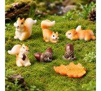 10 Pcs Mini Squirrel Figurines with Nut Decorations Cute Forest Animal Models Fairy Garden Landscape Accessories