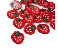 10 Pcs Mini Strawberry Iron on Patches (2x2cm), Small Red Fruit Embroidered Applique Motif, Cute Sew on Badges for Kids Clothes, Collars, Socks, Hats, DIY Decoration & Tiny Repairs