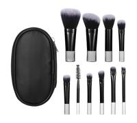 10 Pcs Mini Travel Makeup Brush Set With Pouch Black Portable Travel Size Makeup Brushes Professional Cosmetic Brush Travel Essentials kits for Blush Powder Eye Shadow Women Girls