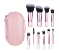 10 Pcs Mini Travel Makeup Brush Set With Pouch Pink Portable Travel Size Makeup Brushes Professional Cosmetic Brush Travel Essentials kits for Women Girls Foundation Brush Blush Powder Eye Shadow