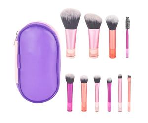 10 PCS Mini Travel Makeup Brushes Set Professional Premium Synthetic Make up Brush Sets with Pouch for Foundation Powder Concealers Blush and Eyeshadow