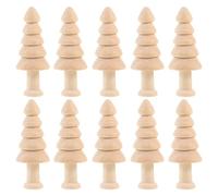 10 Pcs Mini Wooden Christmas Tree Unfinished Wood Miniature Trees DIY Wooden Christmas Tree Decorations (6.3CM)