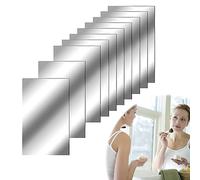 10 Pcs Mirror Tiles, Self Adhesive Mirror Stickers Acrylic Mirror Sheet Flexible Non Glass Mirror Wall Sticky Tiles Bathroom Mirror Stick on Wall Mirror Stickers for Home Wall Decor, 4 * 6 In