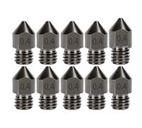 10 Pcs MK8 Nozzle, Hardened Steel 0.4 mm 3D Printer Nozzles, 1.75 mm Filament, High-Temperature and Wear Resistant, M6 x 1 Thread, Smooth Inner Wall, Compatible with MK8 Hotend