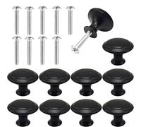 10 Pcs Modern Matte Black Cabinet Cupboard Knobs Round Cupboard Door Handles Wardrobe Door Pulls Round Mushroom Single Hole Drawer Zinc Alloy Handles Knobs for Wardrobe Cupboard Decoration