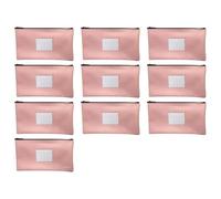 10 Pcs Money Bag for Bank Deposits, Pink PU Leather Zipper Pouch with ID Window, 11 in Professional Bill Organizer for Business and Office Use