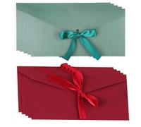 10 Pcs Money Envelopes with Ribbons 8.7 x 4.3 in Retro Kraft Buckle Envelopes Red Green Handmade Invitations Cards Envelopes Kraft Paper Wallets for Cash Gift Christmas New Year Wedding Party