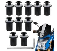 10 Pcs Motorcycle Windshield Screw Fairing Screen Bolts M5 Aluminum Windscreen Screws Wellnut Kit with Wrench for Yamaha/Honda/Kawasaki/Suzuki Universal Motorcycle Wind Deflector Fastener 5 mm, Black