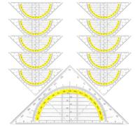 10 Pcs Multifunctional Triangle Ruler Set, Transparent Plastic Geometry Rulers with Protractor, Set Squares, and Drafting Tools for Architects, Designers, Engineers, Students, and Art Drawing