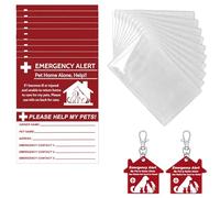 10 Pcs My Pet is Home Alone Emergency Contact Wallet Card Writable with 10 Pcs Sleeves and 2 Pcs Emergency Alert See Wallet Pet Card for Detail Keychain Tag