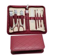 10 pcs Nail Clipper kit Zipper Bag Stainless Steel Manicure Set Manicure for Fingernails toenails Manicure Tools,10pcs Red