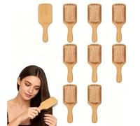 10 PCS Natural Bamboo Paddle Hair Brush, Cushion Air Scalp Massage Detangling for All Hair Types Eco Friendly