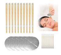 10 Pcs Natural Beeswax Ear Candles Kit - Relaxing Hopi Ear Candles for Blocked Ears - Traditional Wellness Ear Cleaning Set with 5 Protective Disks & 10 Cotton Swabs - Professional Home Spa Care