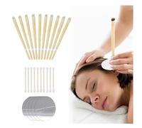 10 PCS Natural Ear Candles for Wax Removal with 5 Protective Disks+10 Cotton Swab 100% Non-Toxic Cylinders Fragrance Hollow Candles for Ear Cleaning Earwax Removal Candling Kit for Ear Cleaning(Beige)