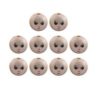 10 PCS Natural Wood Beads Cute Smiling Face Pattern Jewelry Making Supplies Smile Face Round Bead for Round
