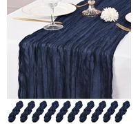 10 Pcs Navy Blue Table Runner 10Ft Cheesecloth Table Runner 21x120 inch Rustic Gauze Table Runners Romantic Long Sheer Fabric Cheese Cloth Table Runners for Wedding Party Bridal Baby Shower