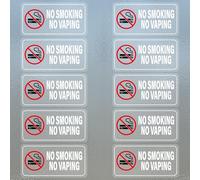 10 PCS No Smoking or Vaping Signs, Vinyl Self-Adhesive 10 × 5 CM Waterproof Warning No Smoking Stickers for Vehicles Office Windows Doors