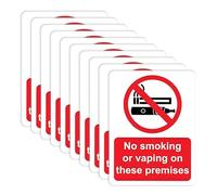 10 Pcs No Smoking Sign, No Smoking or Vaping on These Premises Sign, Vinyl Plastic, UV-Resistant, 10cmx7.5cm, No Smoking Stickers for Outdoor & Indoor Use, Bars, Pubs, and Businesses